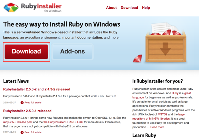 RubyInstaller公式HP